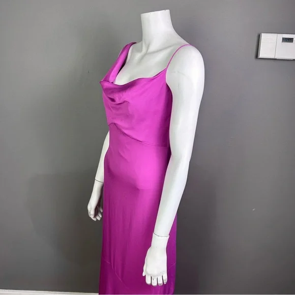 Nicole Miller dress slip size 6 pink fuscia longline drape wedding bridal - Picture 4 of 12